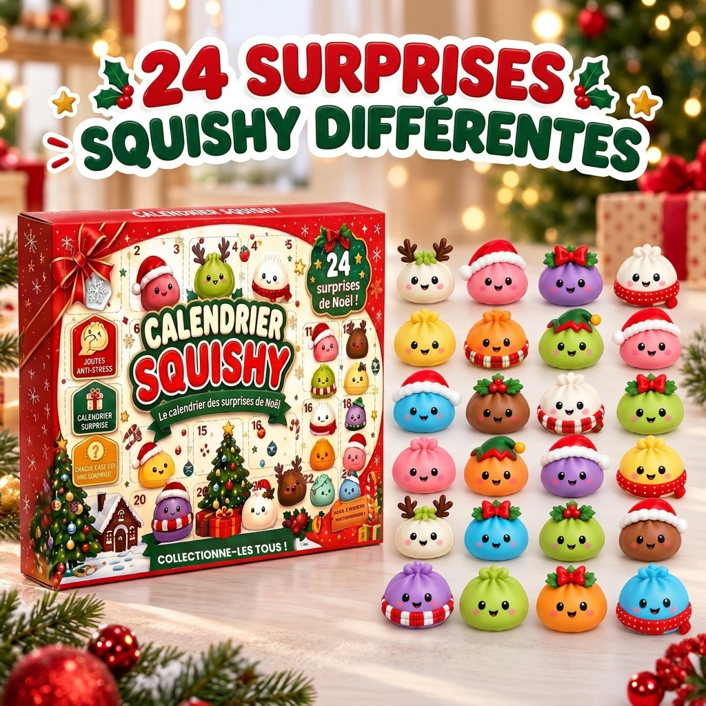 Les 24 squishy de Noël différents à découvrir dans le Calendrier de l'Avent Squishy